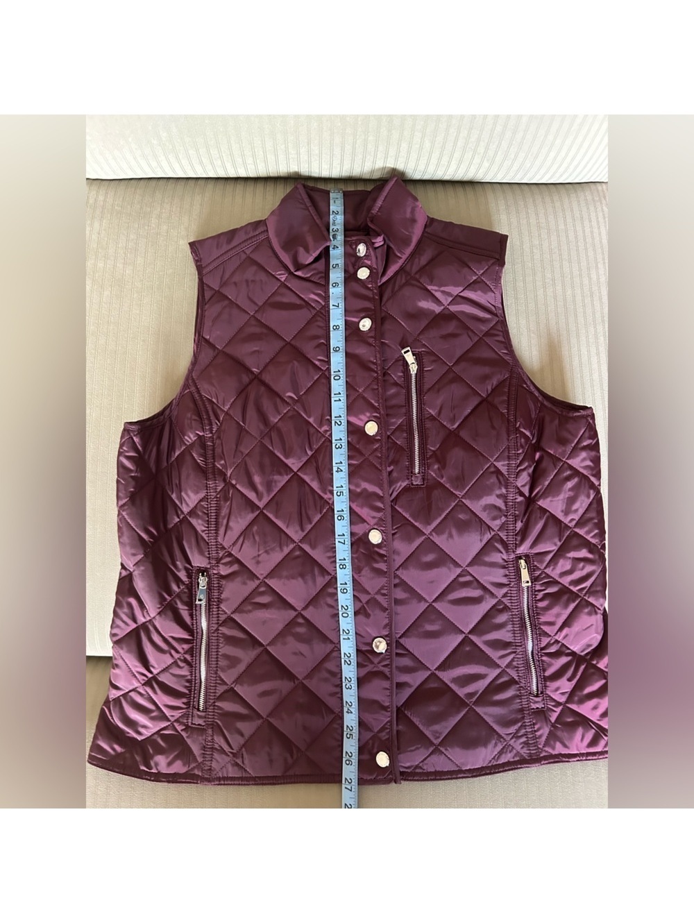 Women’s Ralph Lauren Women’s Wine Color Quilted Vest, Sz. PL (*PETITE LRG*) NWOT - Picture 3 of 6